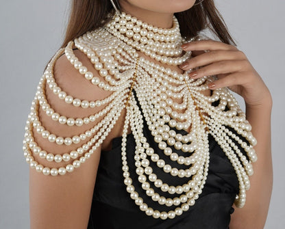 Pearlcrest Luxury Layered Pearl Shoulder Necklace