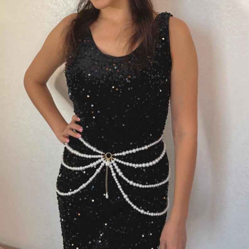 Aurelia Cascade Pearl Waist Drape Belt