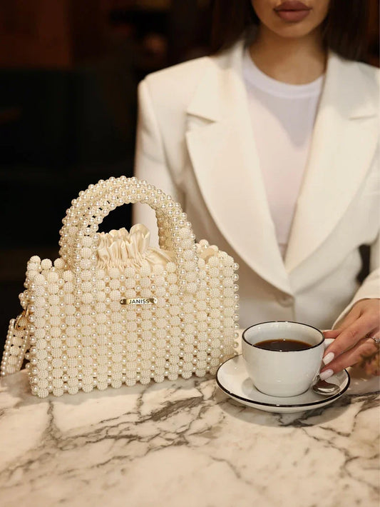Ivory Pearl Couture Top Handle Bag