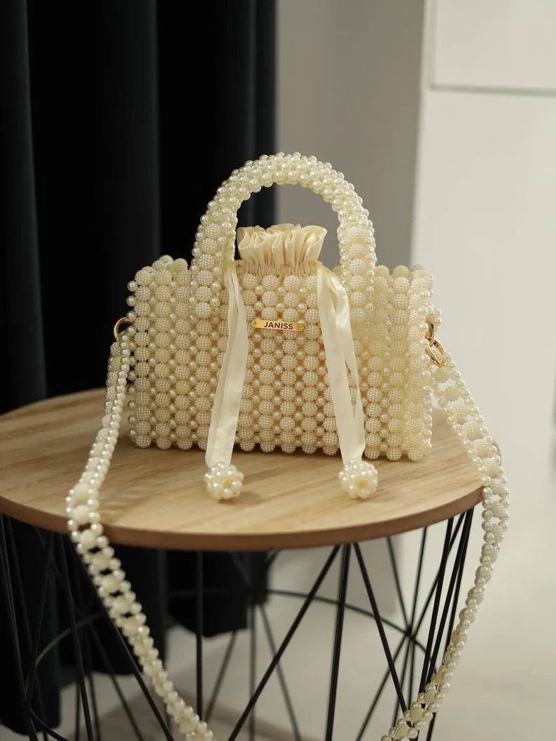 Ivory Pearl Couture Top Handle Bag