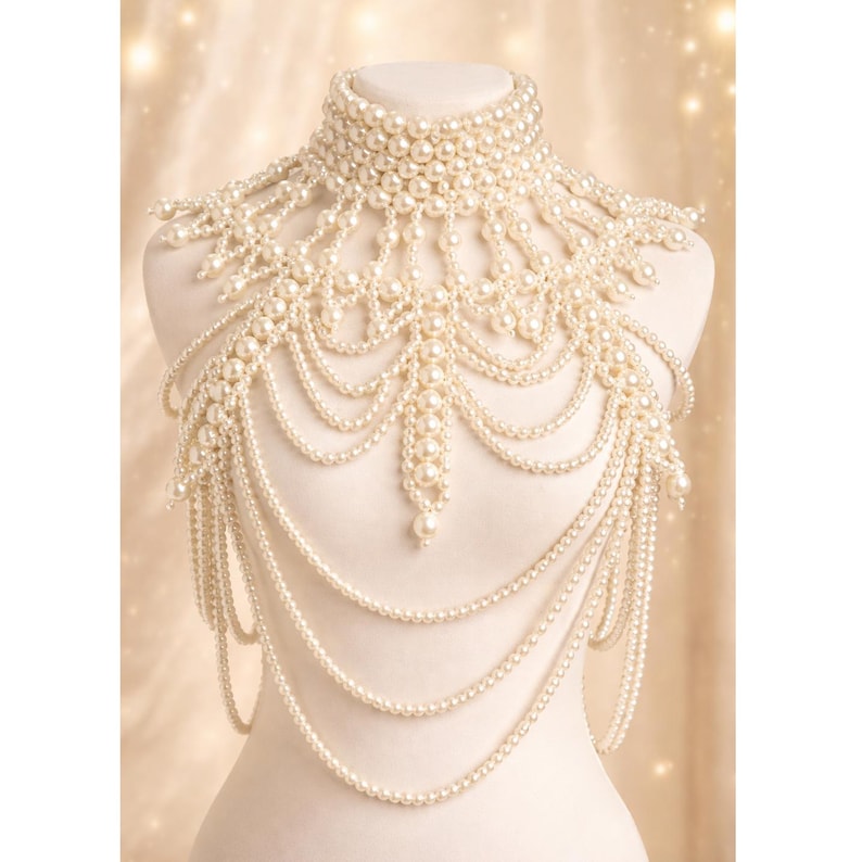 Imperial Pearl Body Chain Statement Necklace