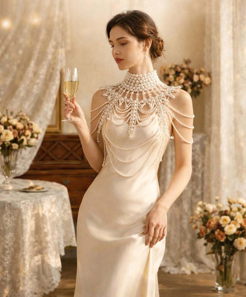 Imperial Pearl Body Chain Statement Necklace
