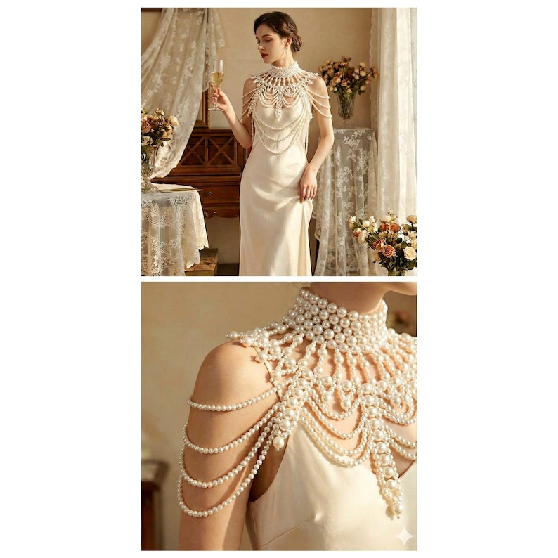 Imperial Pearl Body Chain Statement Necklace
