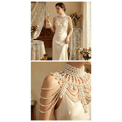 Imperial Pearl Body Chain Statement Necklace