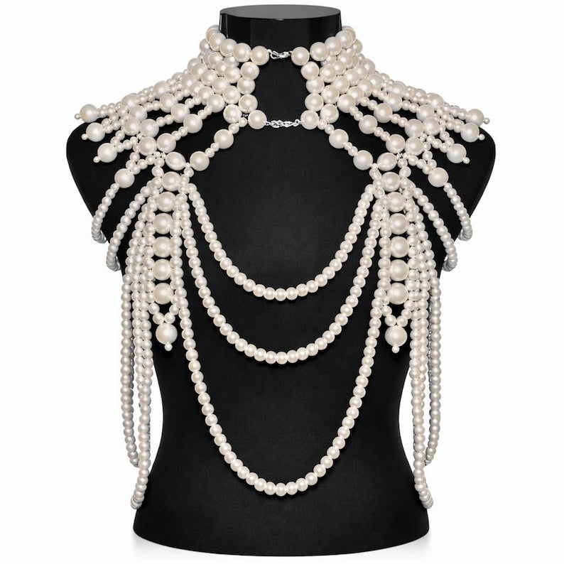 Imperial Pearl Body Chain Statement Necklace