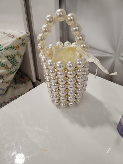 Elegant Pearl Bucket Bag with Drawstring Pouch – Perfect for Special Occasions - My Store