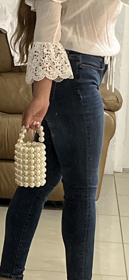 Elegant Pearl Bucket Bag with Drawstring Pouch – Perfect for Special Occasions - My Store