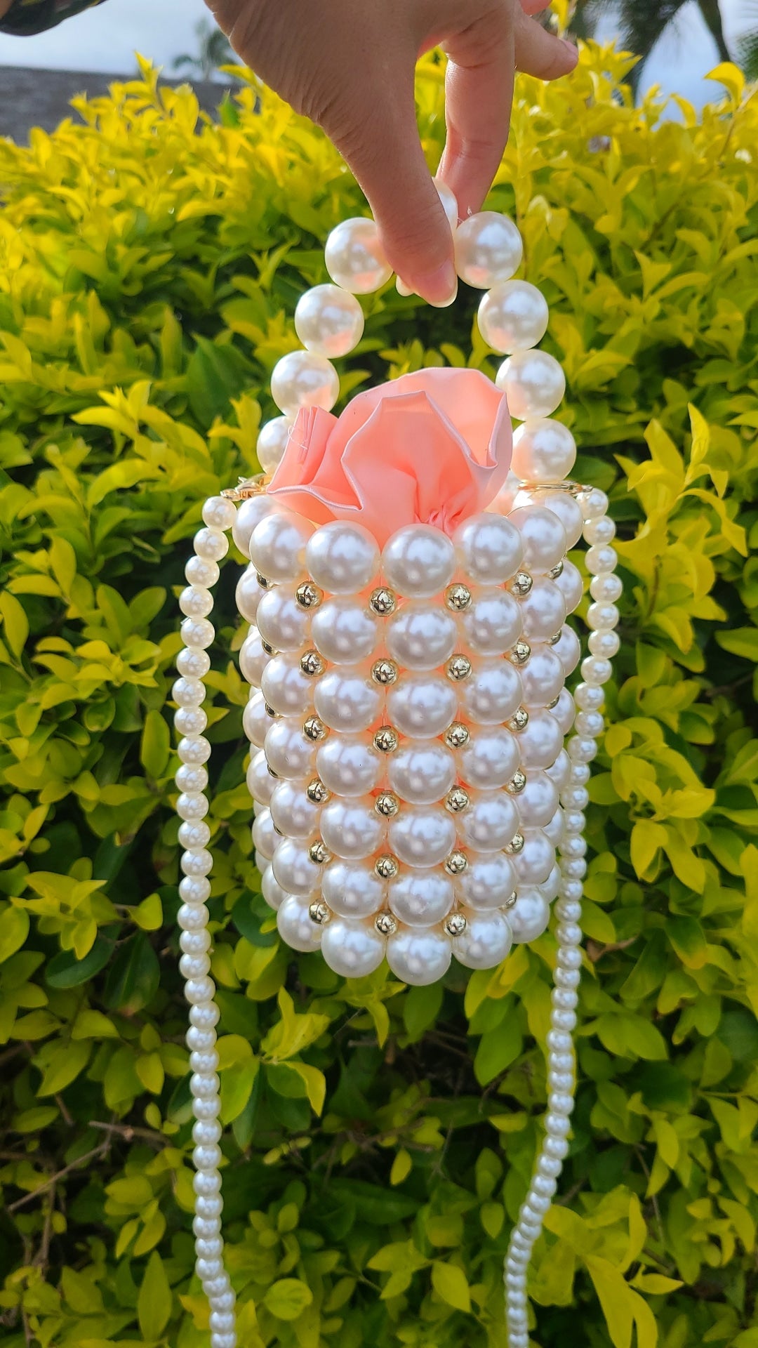 Elegant Pearl Bucket Bag with Drawstring Pouch – Perfect for Special Occasions - My Store