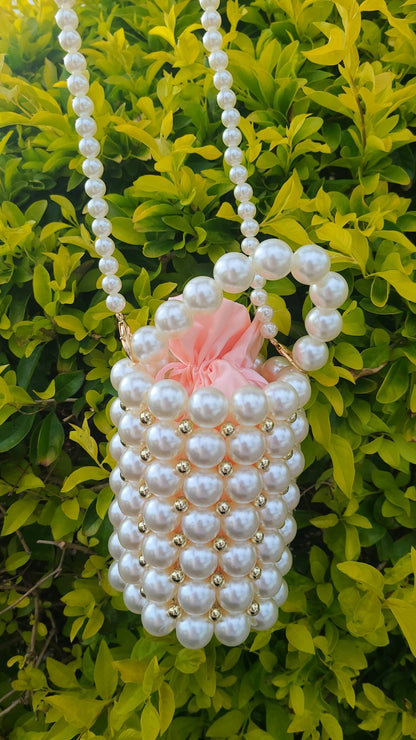 Elegant Pearl Bucket Bag with Drawstring Pouch – Perfect for Special Occasions - My Store