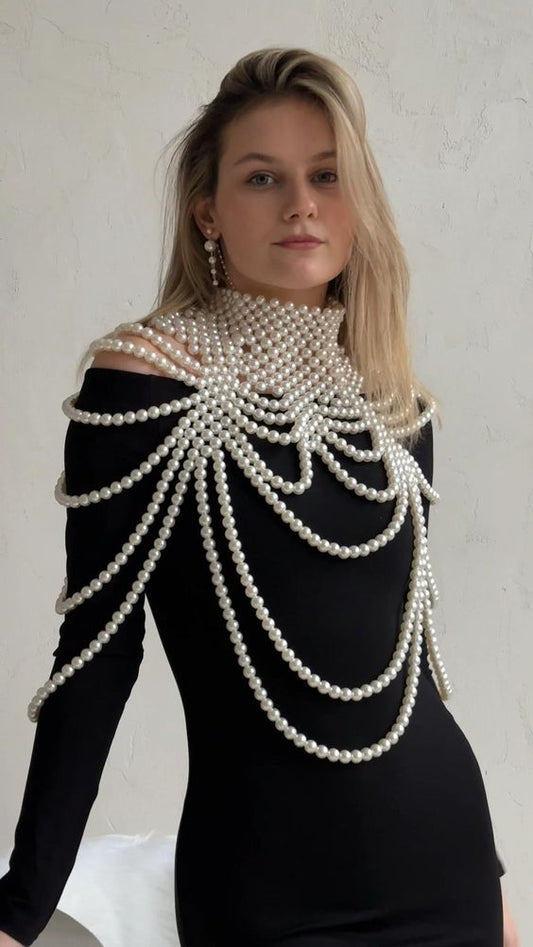 Couture Pearl Body Chain Cape